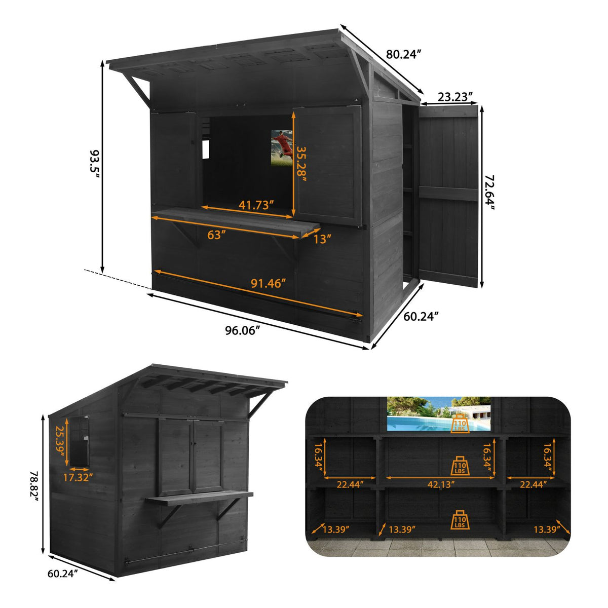 5x8FT Wooden Outdoor Bar