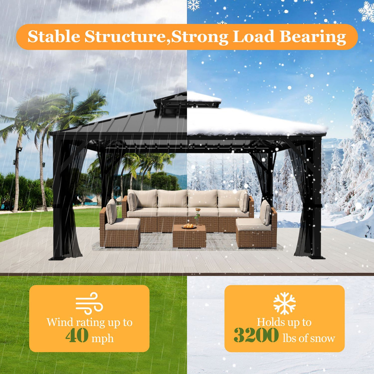 12x12 Aluminum Gazebo for Outdoor