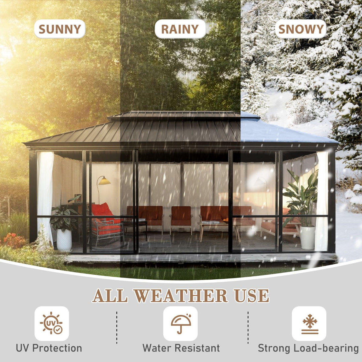 Permanent Hard Roof Sunroom for All Weather