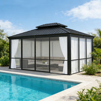 Enclosed Sunroom Gazebo with Sliding Doors