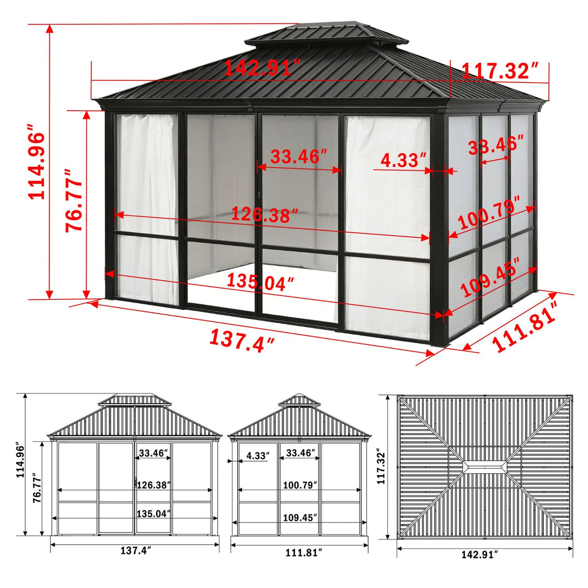 10x12FT Outdoor Solarium Sunroom