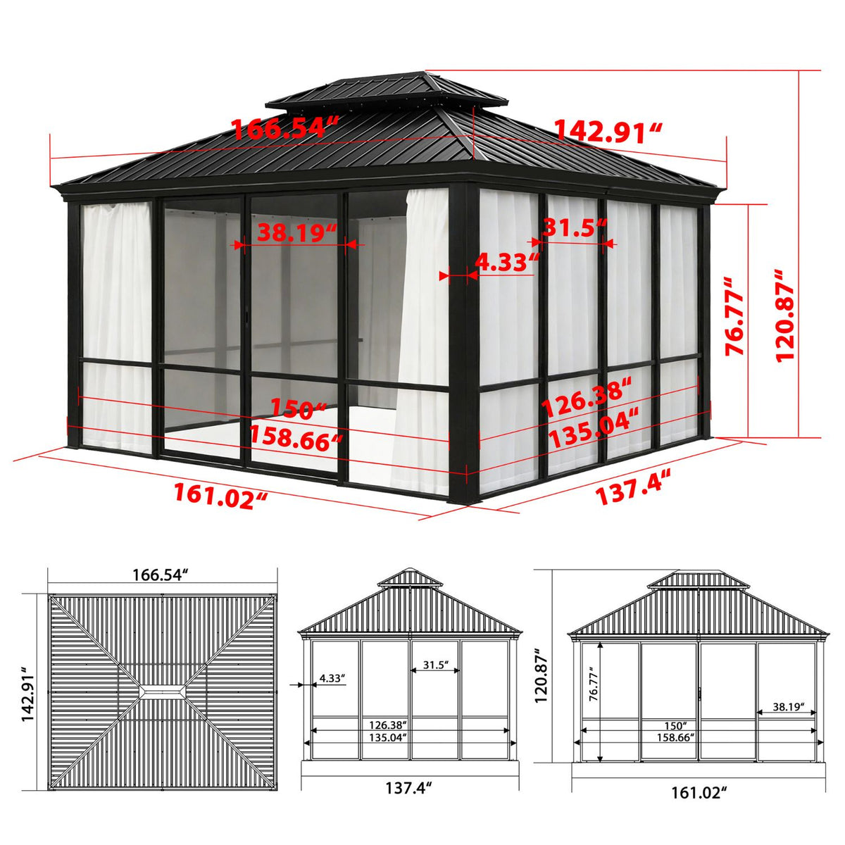 12x14FT Patio Sunroom