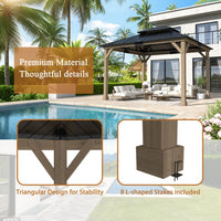 Veikous 10 x 12 ft Wood Gazebo Cedar Framed, Wooden Gazebo with Double Galvanized Steel Roof, Permanent Hardtop