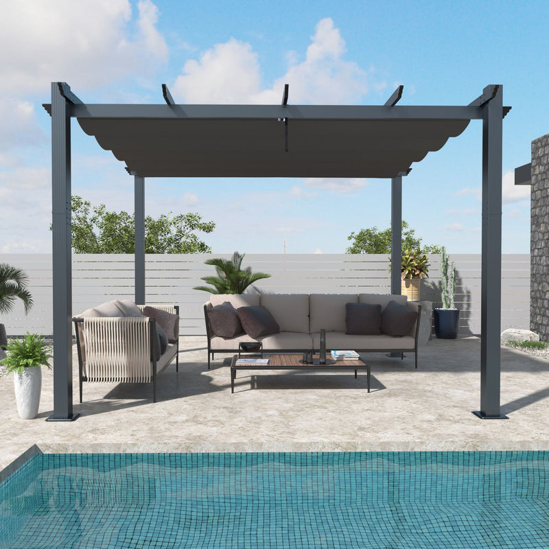 Aluminum Pergola with Retractable Canopy