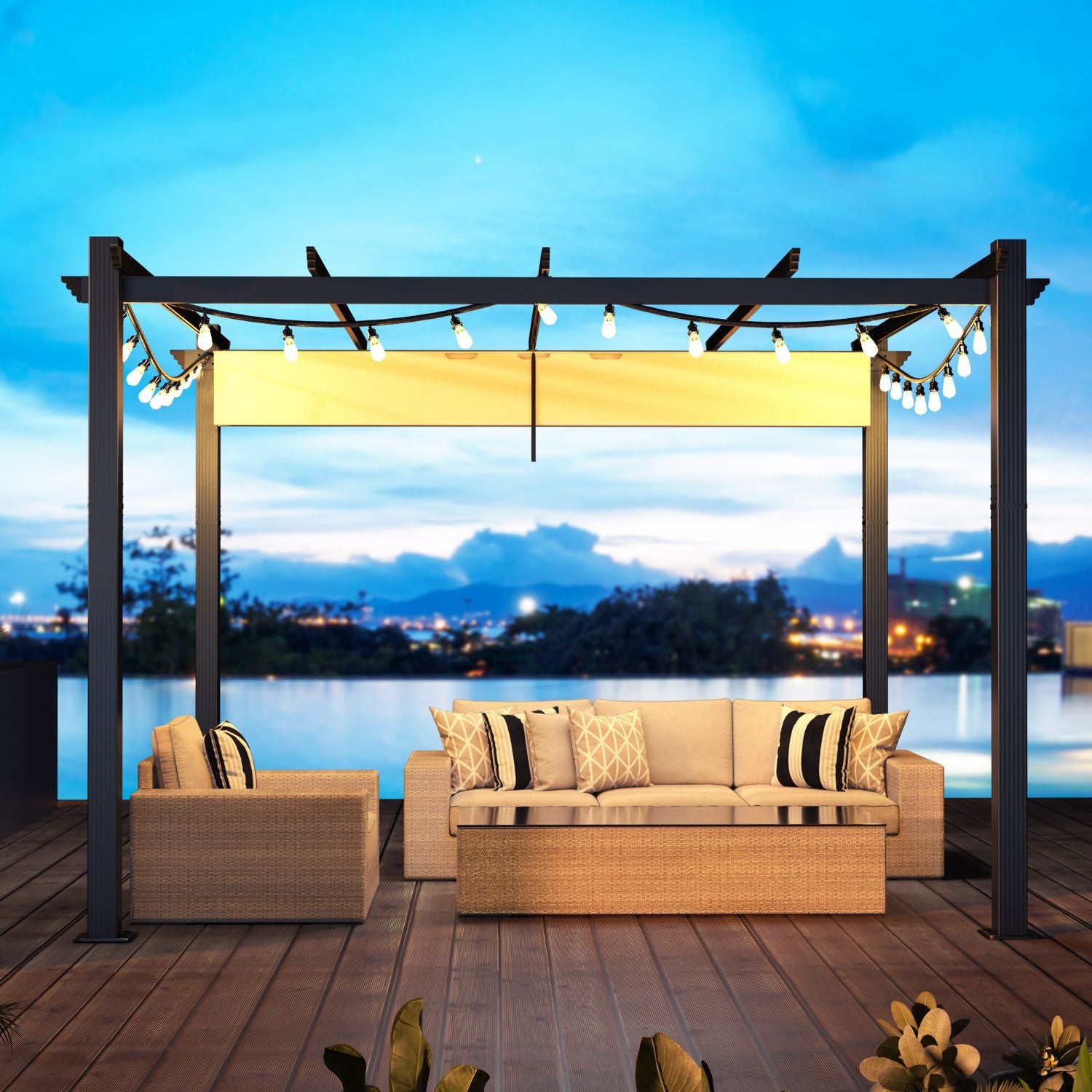 ゆなPELLICO 36サイズ VEIKOUS 10 x 10 Aluminum Pergola with Retractable Canopy – Veikous