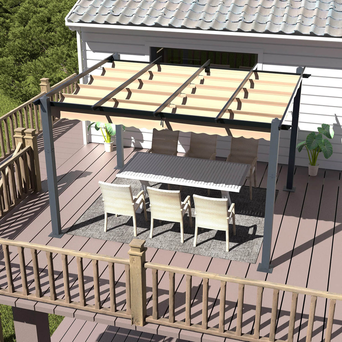 10' x 10' Aluminum Pergola, Beige