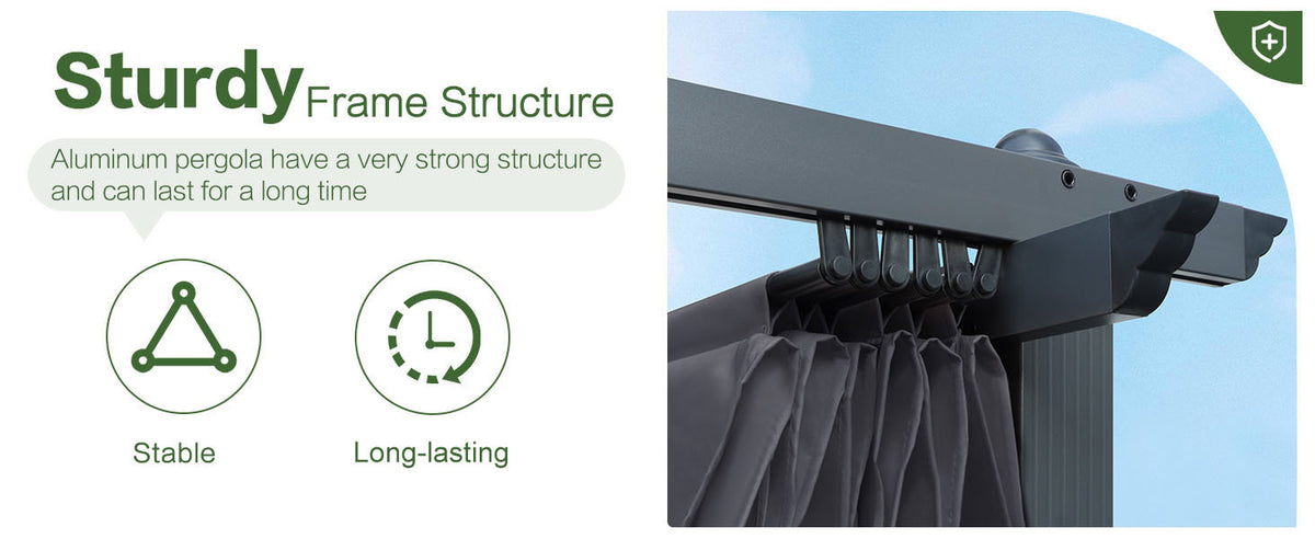 Veikous 10x13 Pergola with Retractable Canopy, Heavy Duty Aluminum Frame & UV Shield