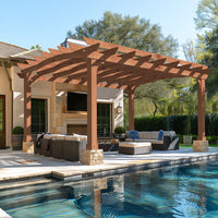 VEIKOUS Wooden Pergola with Roof, Garden Shelter Pergola Gazebo, Cedar Framed for Backyard and Lawn