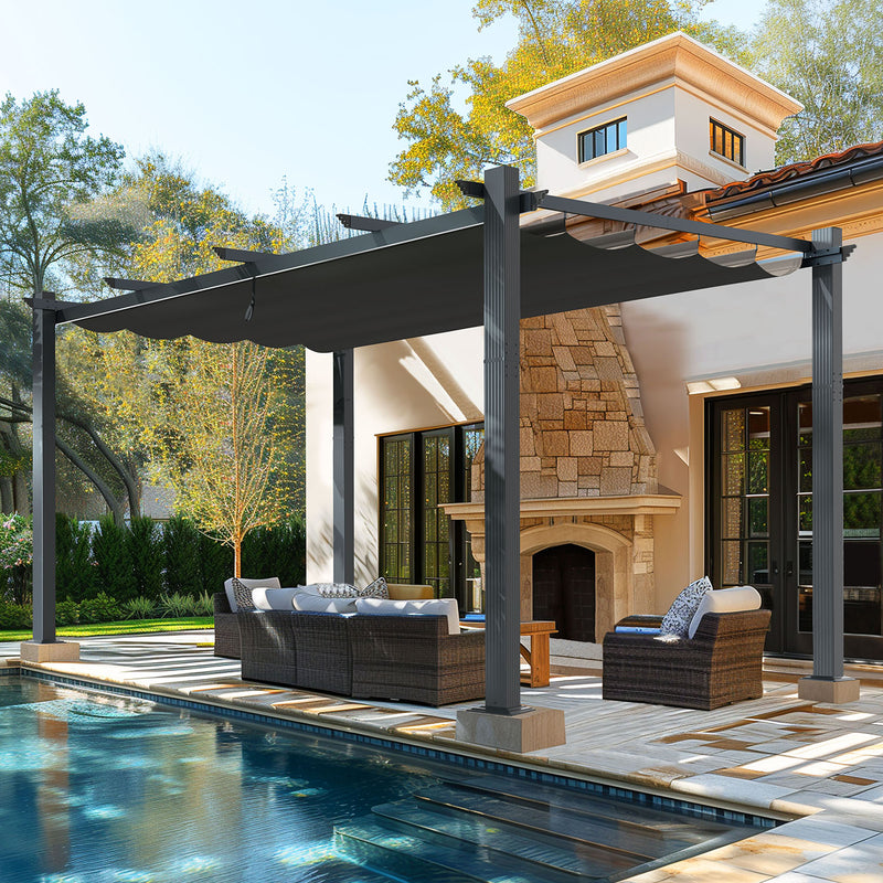Pergola with retractable canopy