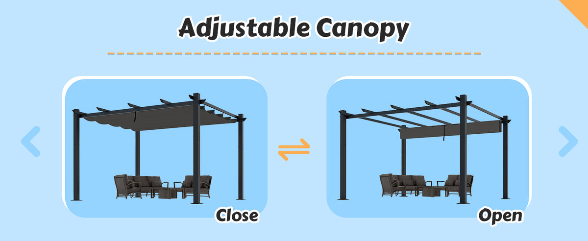 VEIKOUS Pergola with Retractable Roof, Aluminum Outdoor Pergola for Backyard 12' x 16'