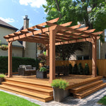 VEIKOUS Wooden Pergola with Roof, Garden Shelter Pergola Gazebo, Cedar Framed for Backyard and Lawn