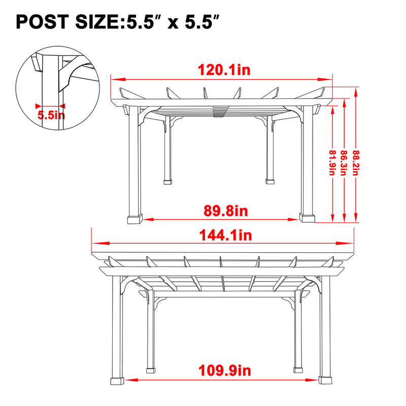 VEIKOUS Wooden Pergola with Roof, Garden Shelter Pergola Gazebo, Cedar Framed for Backyard and Lawn