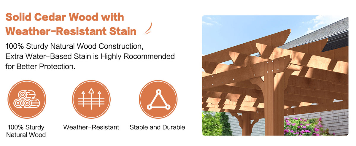 VEIKOUS Wooden Pergola with Roof, Garden Shelter Pergola Gazebo, Cedar Framed for Backyard and Lawn