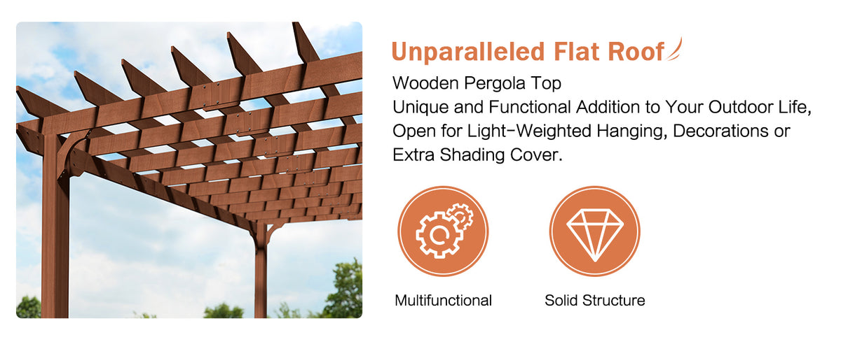 VEIKOUS Wooden Pergola with Roof, Garden Shelter Pergola Gazebo, Cedar Framed for Backyard and Lawn
