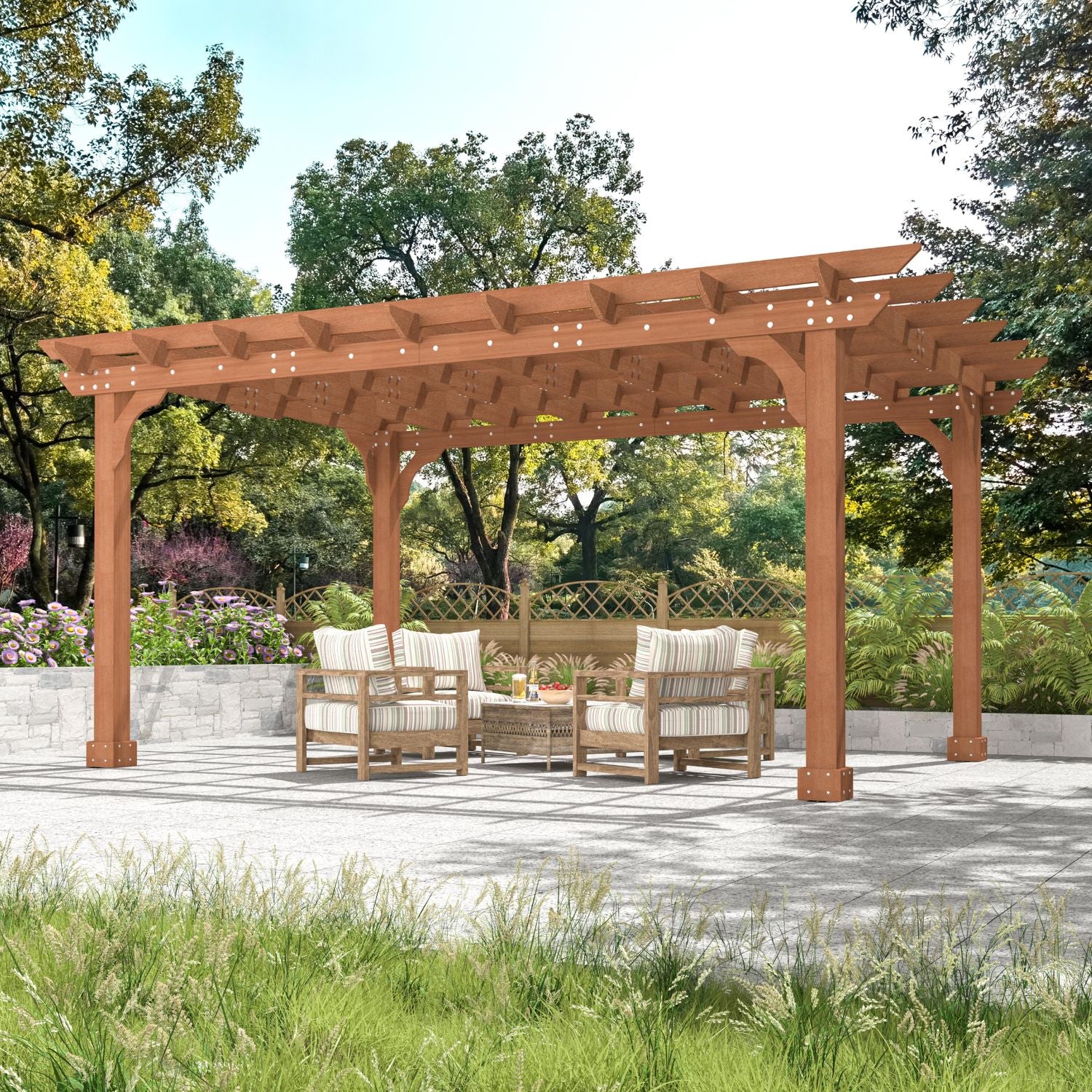 ペコページ Wooden Pergola with Roof, Cedar Framed for Backyard and Lawn – Veikous
