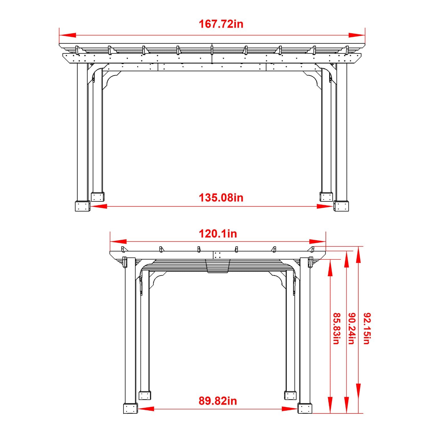 バタコページ Wooden Pergola with Roof, Cedar Framed for Backyard and Lawn – Veikous