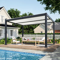Veikous Outdoor Pergola with Louvered Roof