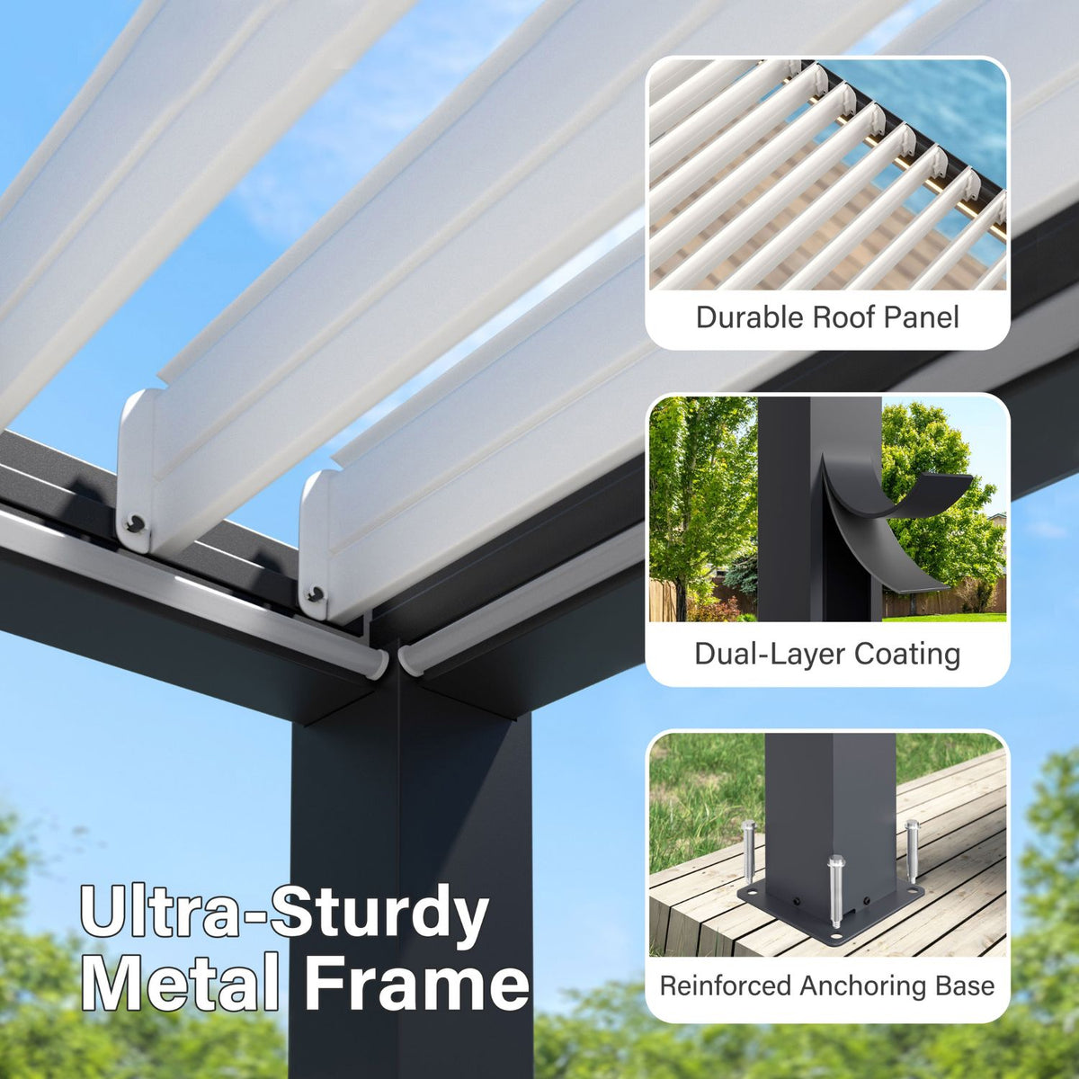 Metal Frame Pergola with Coating