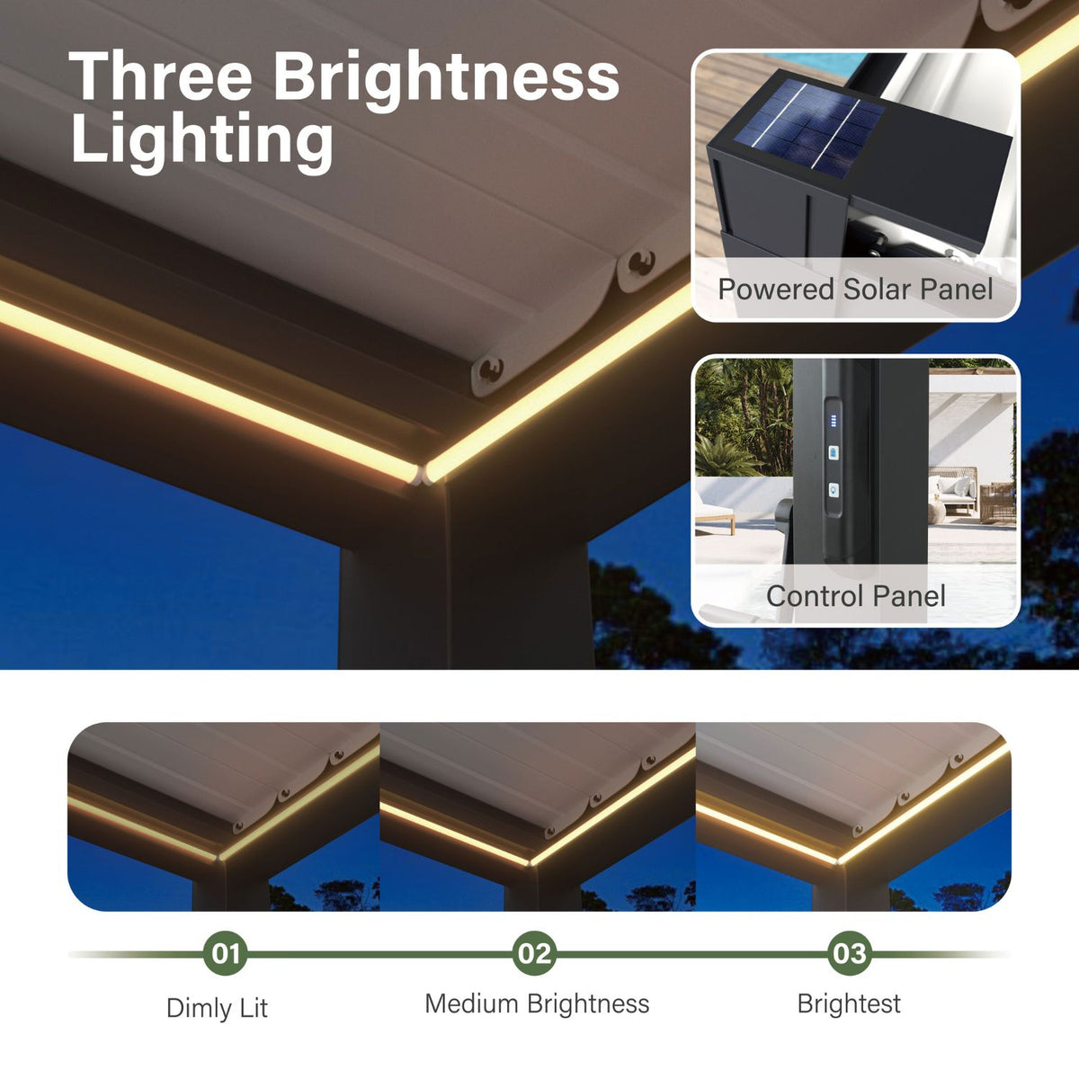 Outdoor Modern Pergola with Lights