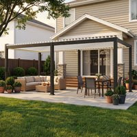 Durable Louvered Pergola with Solar Lights