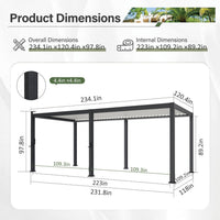 Veikous Metal Pergola, 10x20ft