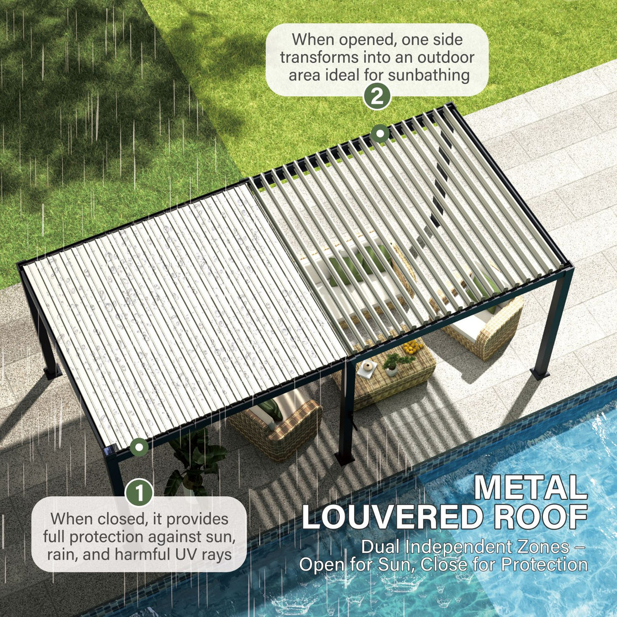 Louvered Pergola with Adjustable Roof