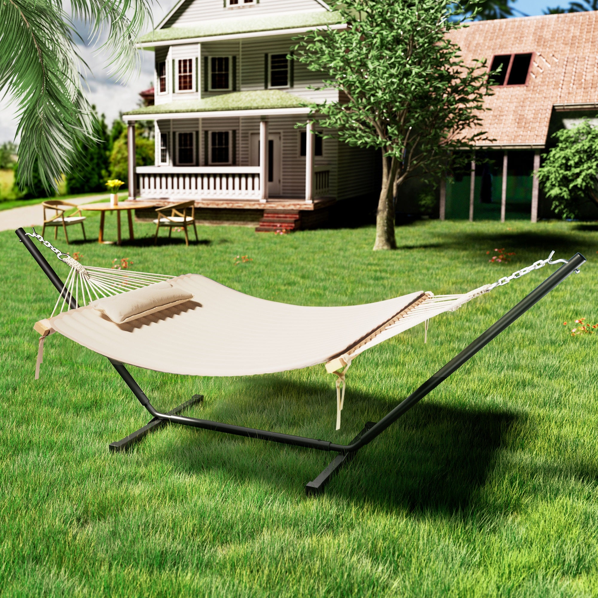 VEIKOUS Free Standing Hammock, 2-Person Hammock with Pillow – Veikous