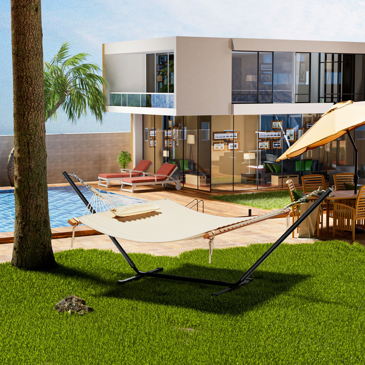 white hammock with stand