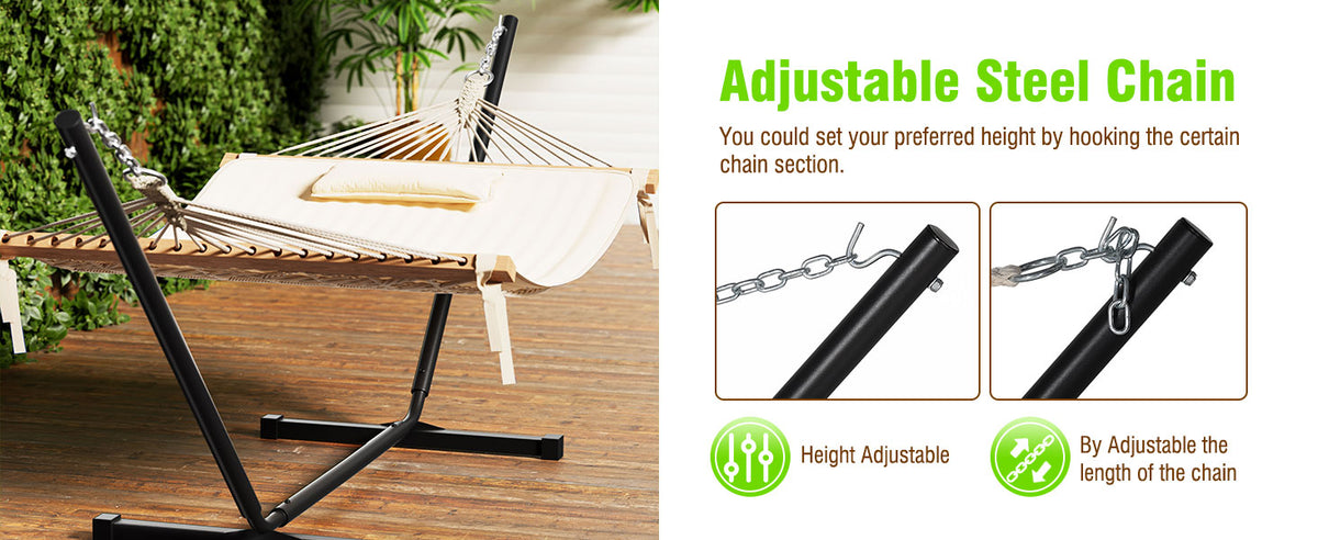 VEIKOUS Free Standing Hammock, 2 Person Hammock, Double Hammocks with Pillow, 12ft