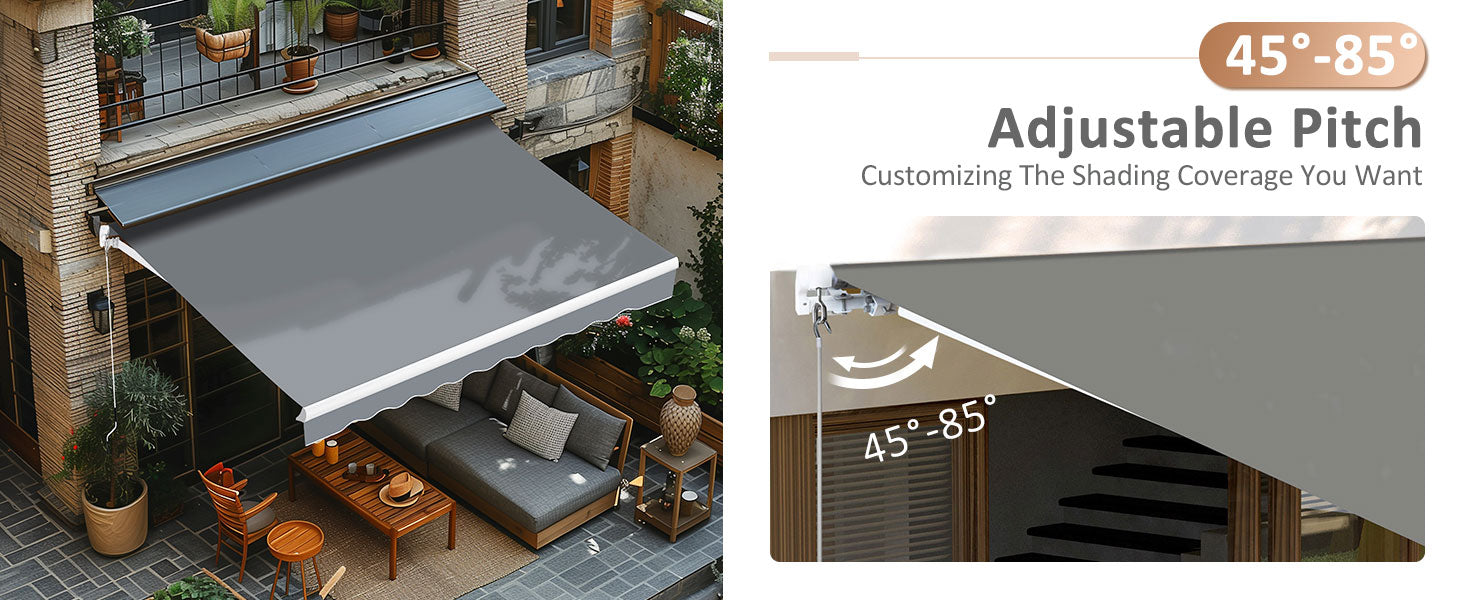 Adjustable Pitch manual awning