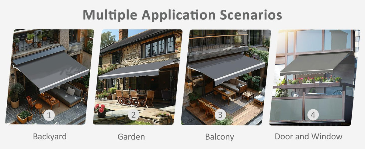 Veikous Manual Retractable Awning, Sunshade Cover Shelter for Patio, 12' x 10'