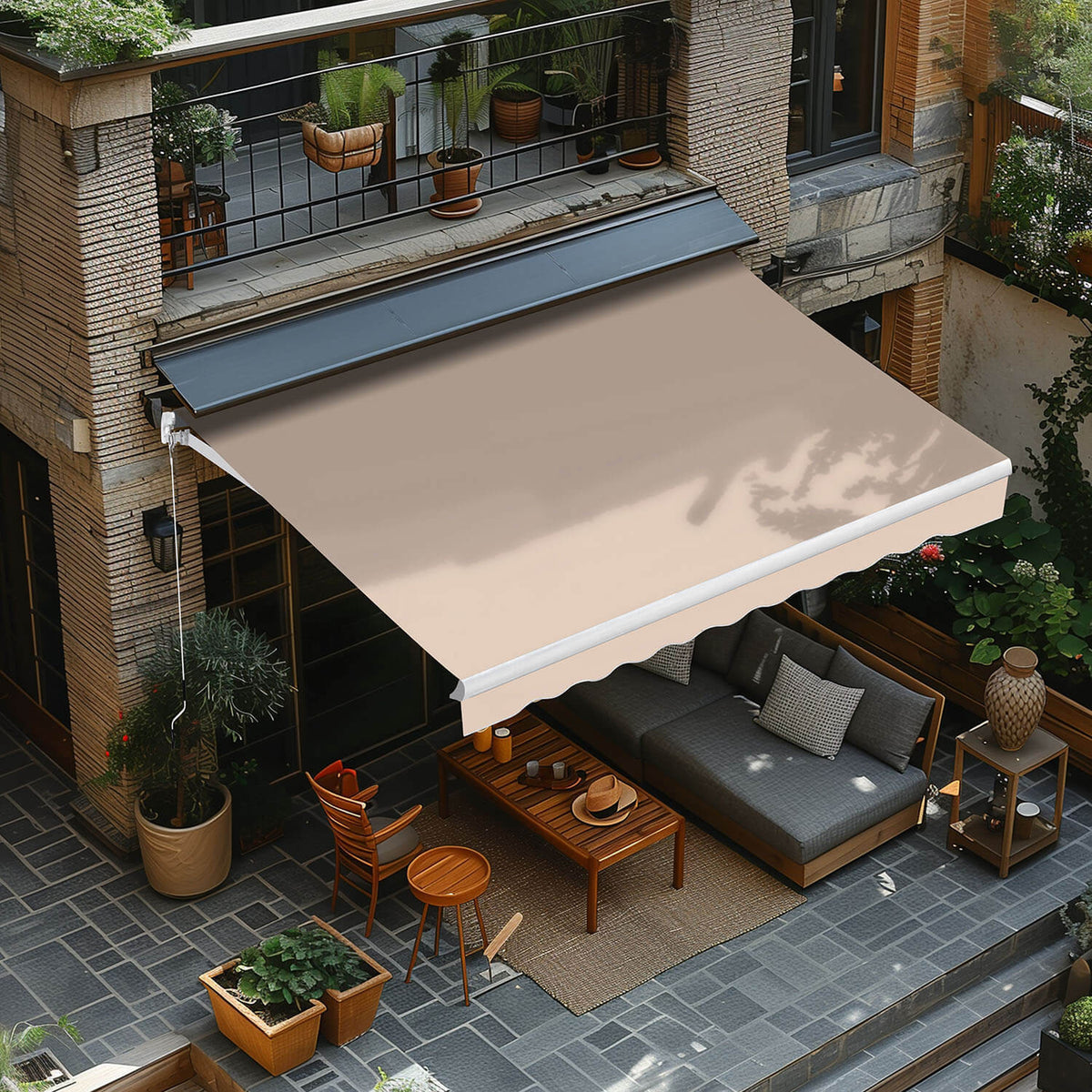 8ft Retractable Awning, Beige