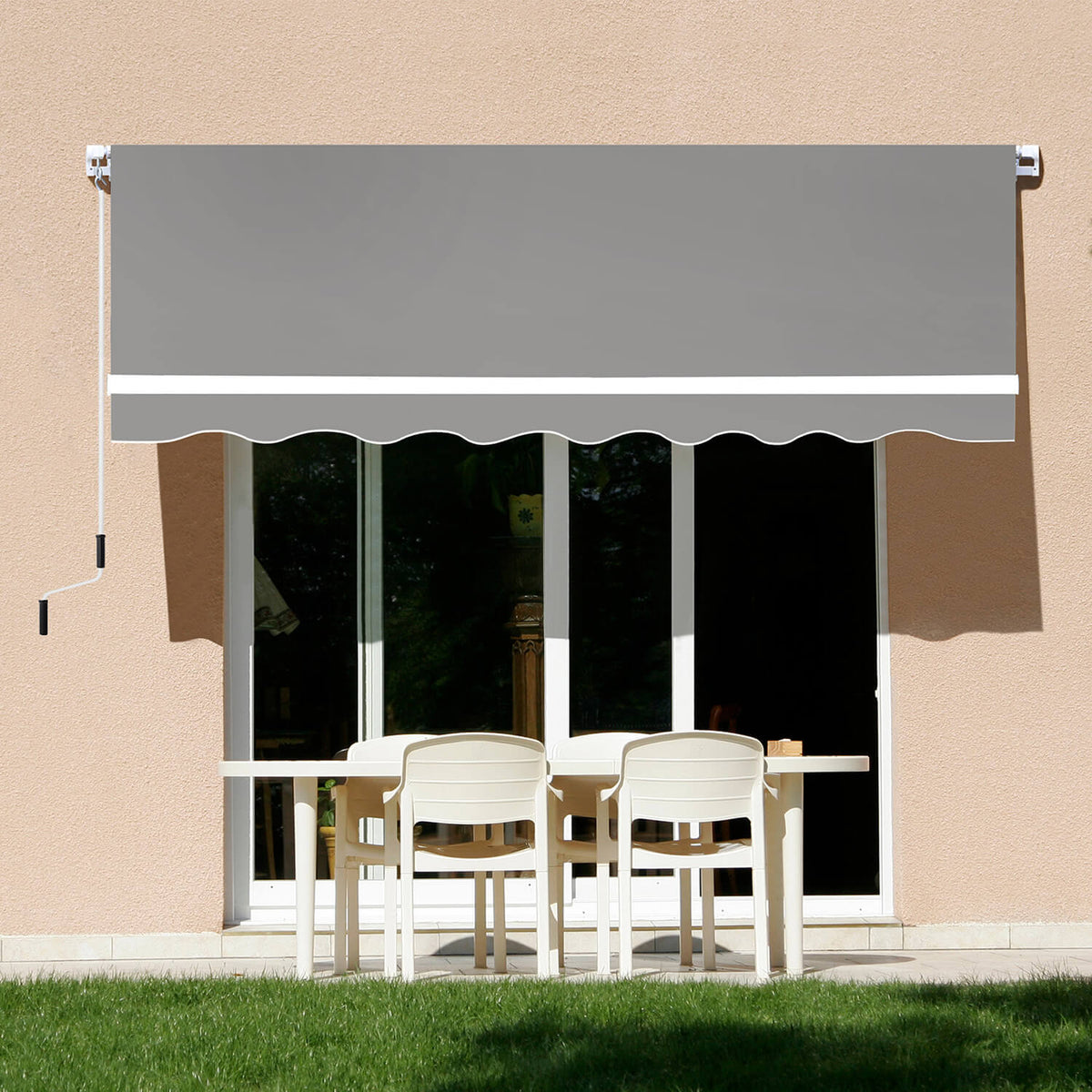 8×7ft Retractable Awning, Gray