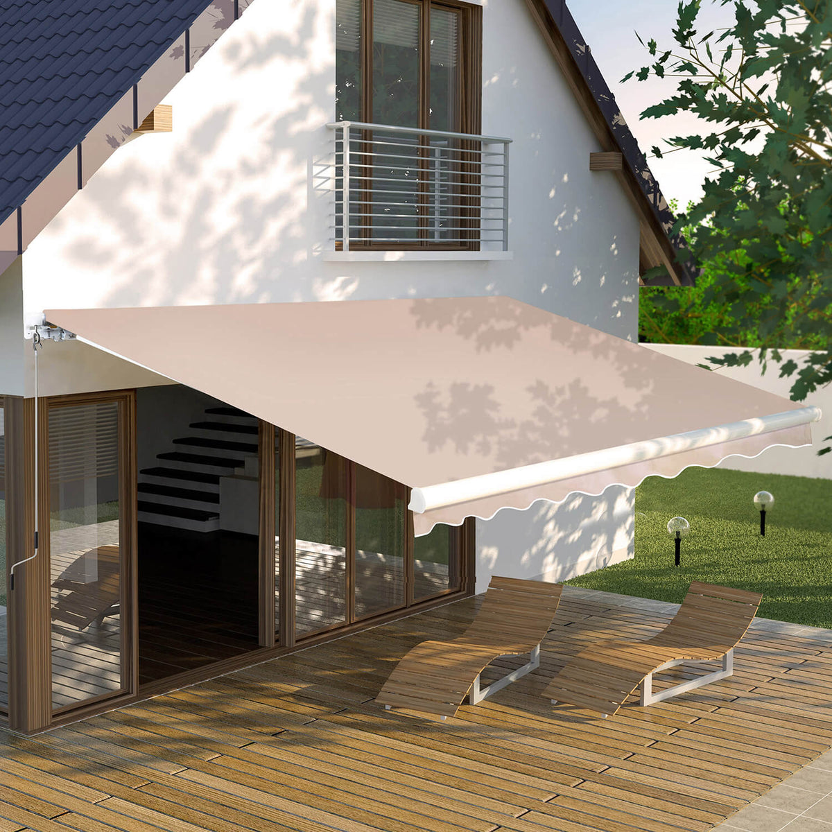 beige outdoor awning