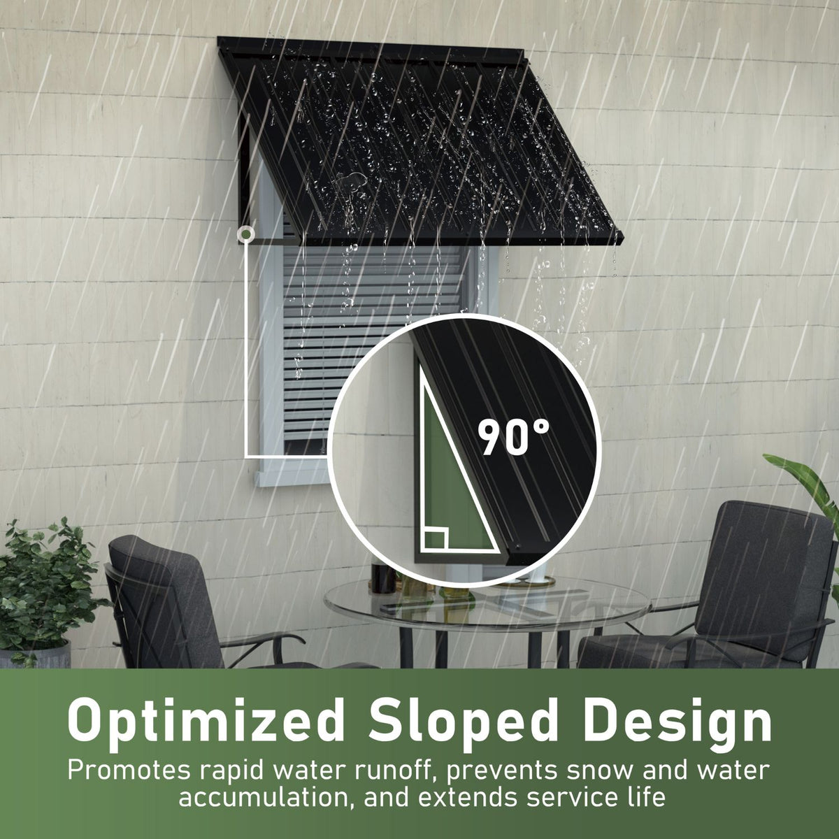 Outdoor Window Awning with Sloped Design
