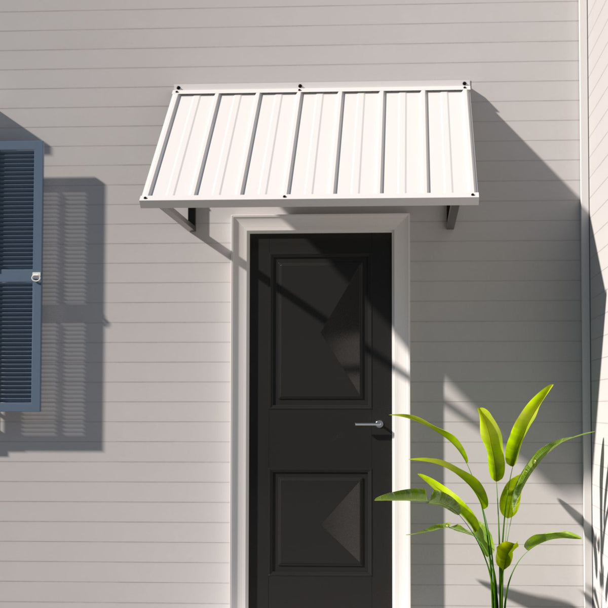 Veikous Residential Metal Awning, Fixed Window Awning with Triangle Frame for Doors, Porches, Balconies