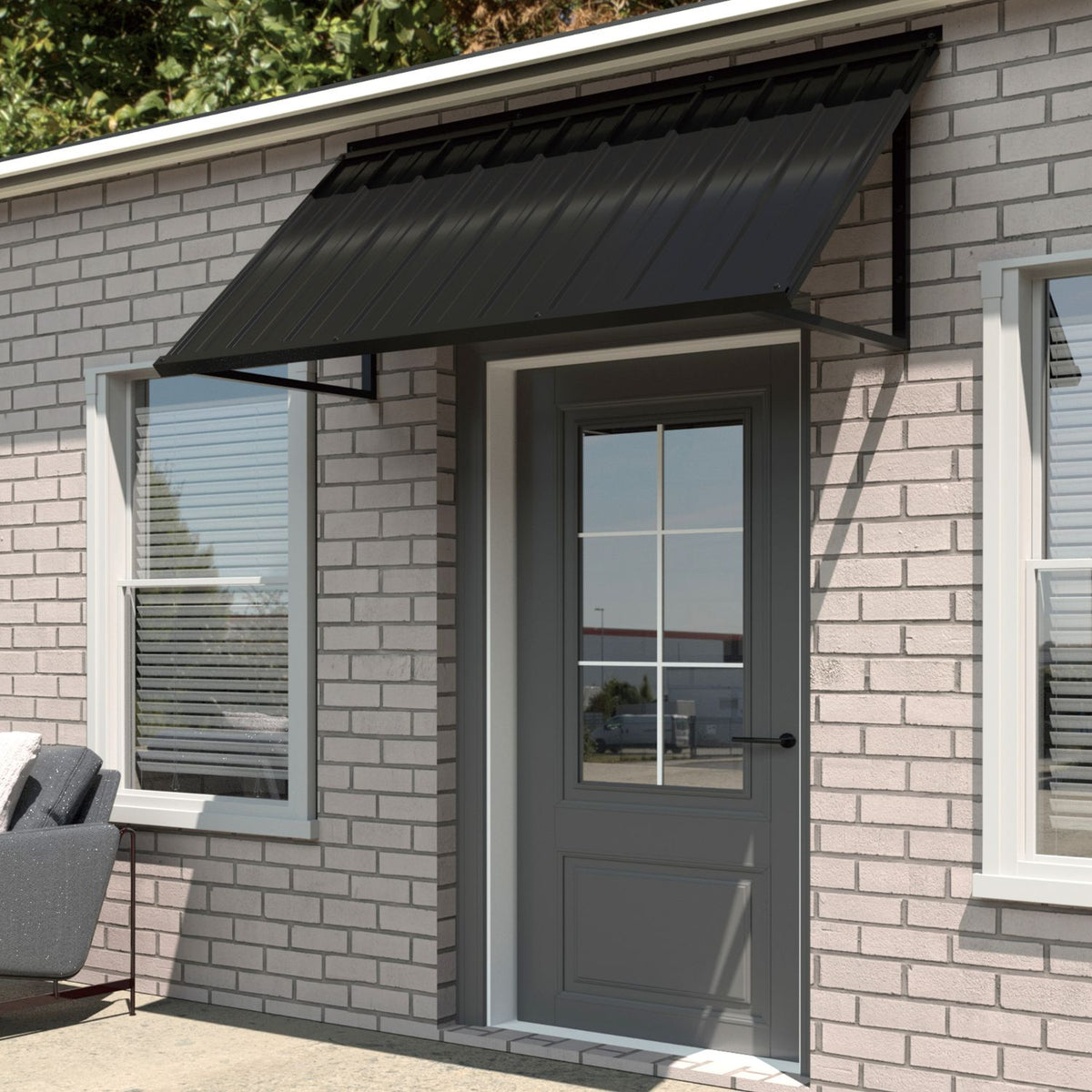Veikous Residential Metal Awning, Fixed Window Awning with Triangle Frame for Doors, Porches, Balconies
