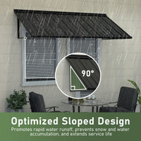 Veikous Metal Door Awning 103x36 in, Powder-Coated Frame Awnings for Front Entrance, All-Weather Protection Sunshade