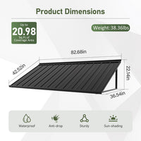 Veikous Metal Door Awning 103x36 in, Powder-Coated Frame Awnings for Front Entrance, All-Weather Protection Sunshade