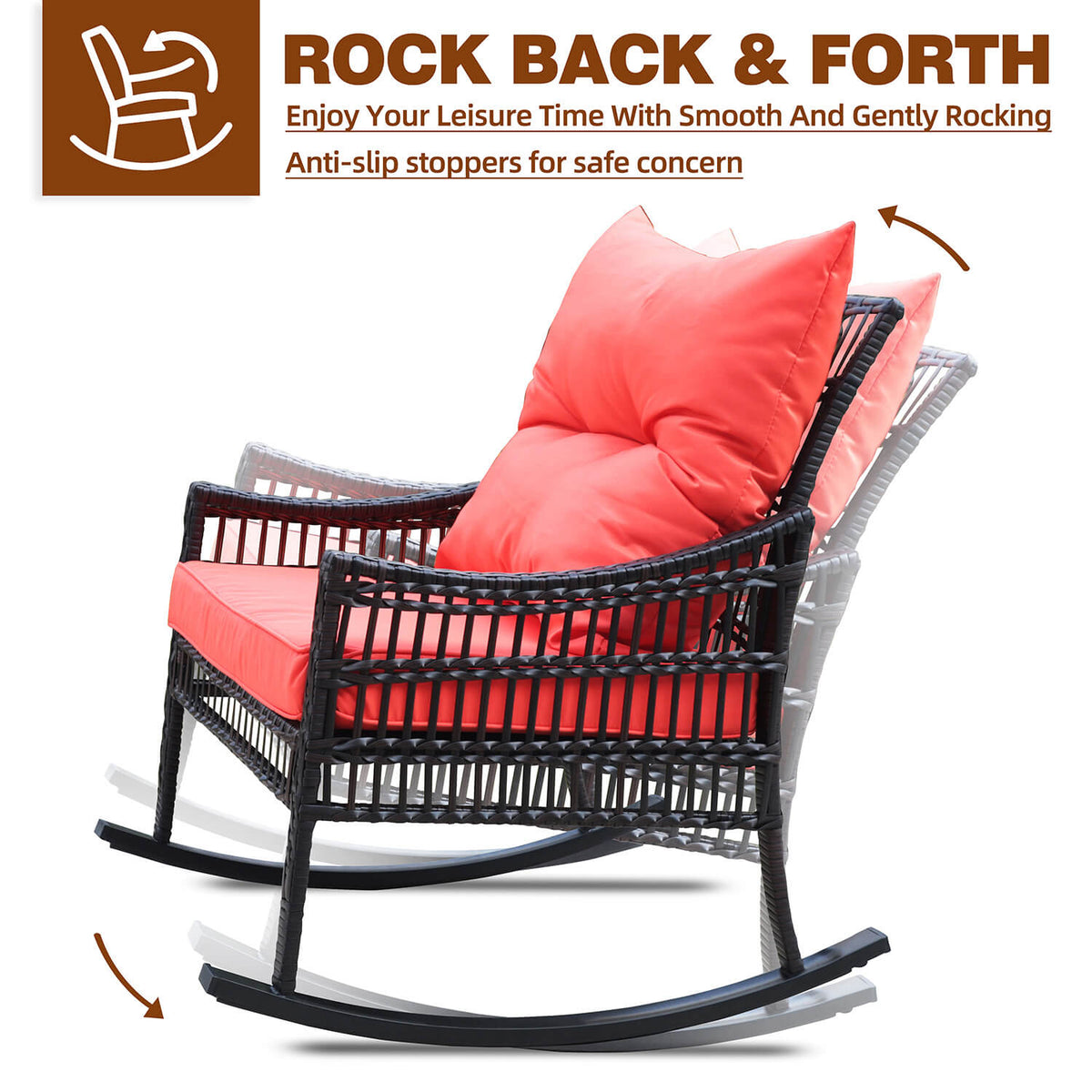 Wicker Rocker Bistro Set with Coffee Table