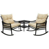 Outdoor Wicker Rocking Chairs, Beige
