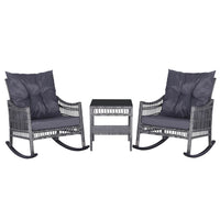 3 Piece Rocking Patio Set, Grey
