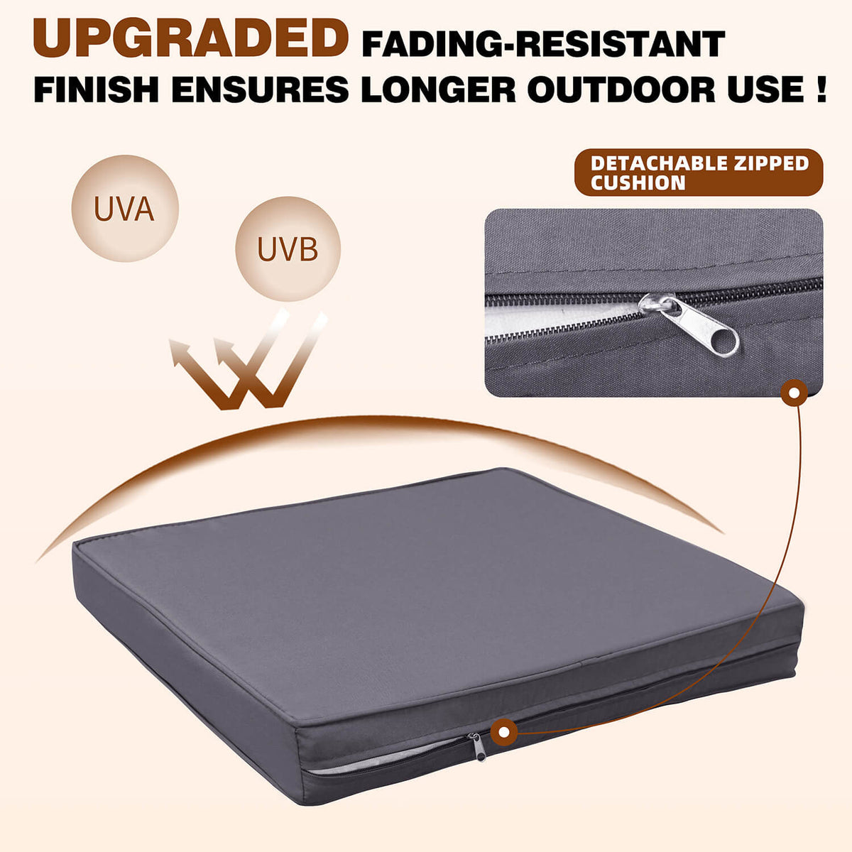 Outdoor rocking chair set with cushion, Grey