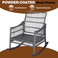 Rust-Resistant Wicker Rocking Chairs Set, Grey