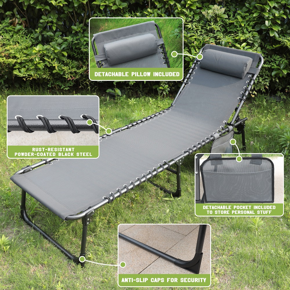 portable chaise lounge, gray