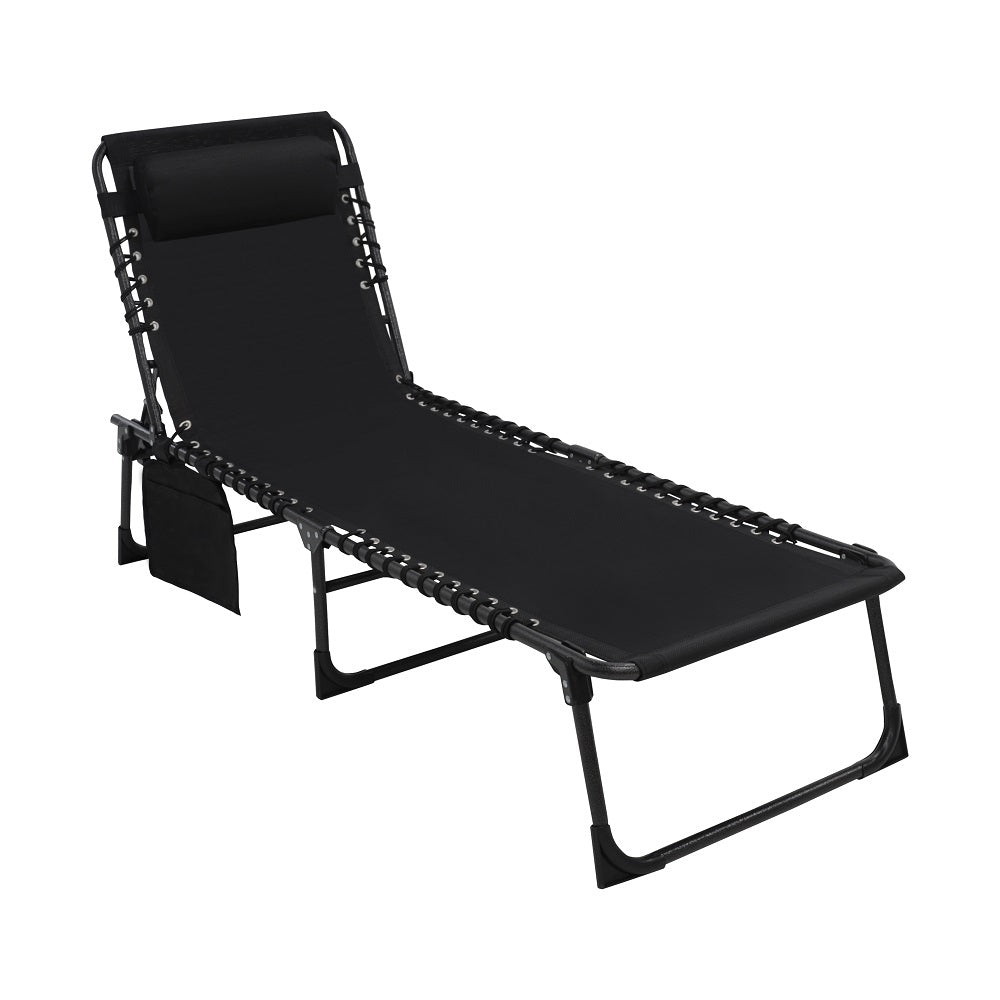 folding lounger chair, black