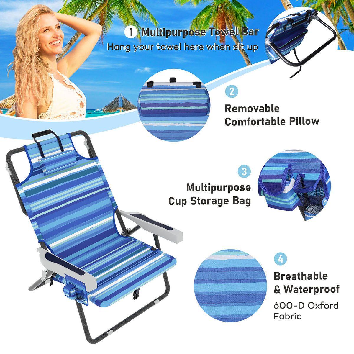 Veikous Backpack Beach Chair
