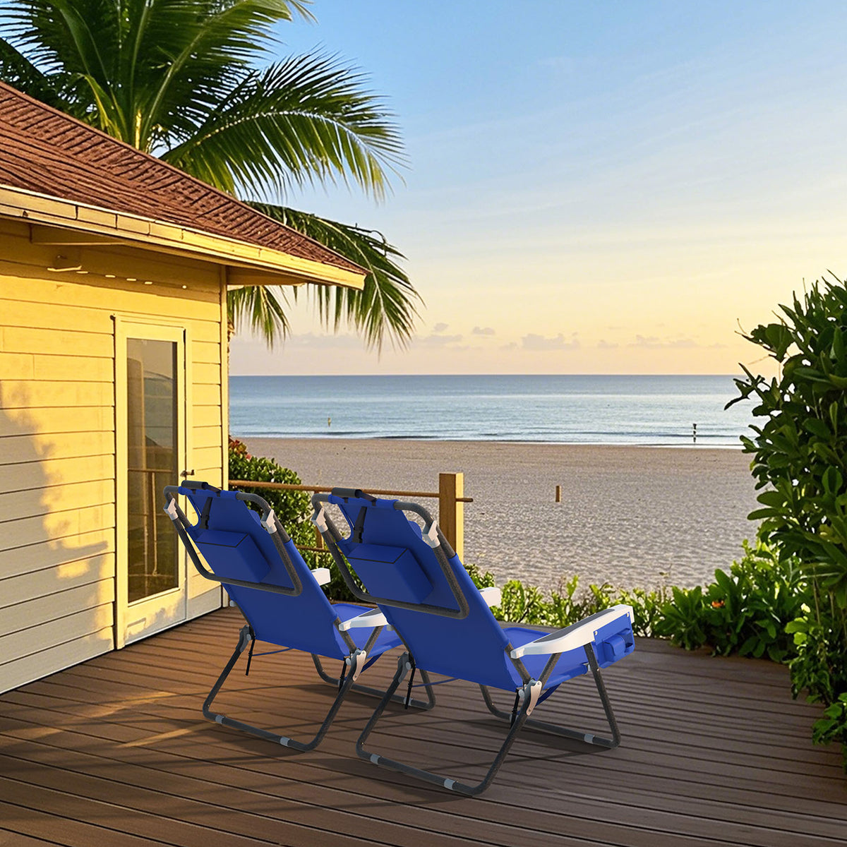 Veikous Backpack Beach Chair, 5-Position Camping Chair 