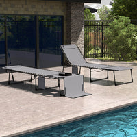 VEIKOUS Face Down Tanning Chair, 4 Foldable Beach Lounge Chair with Adjustable Backrest, Removable Pillow and Pocket