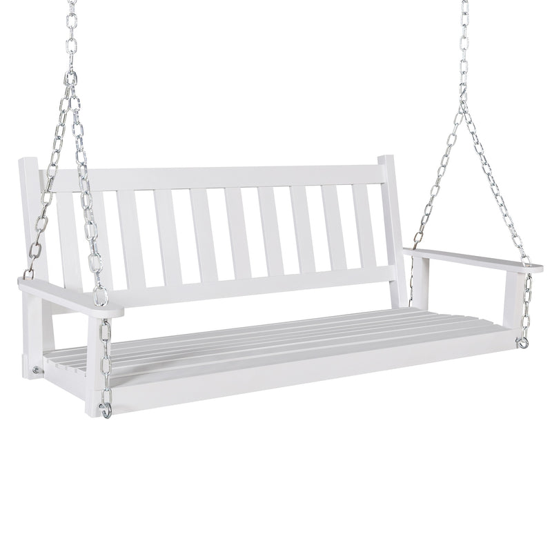 white wooden porch swing